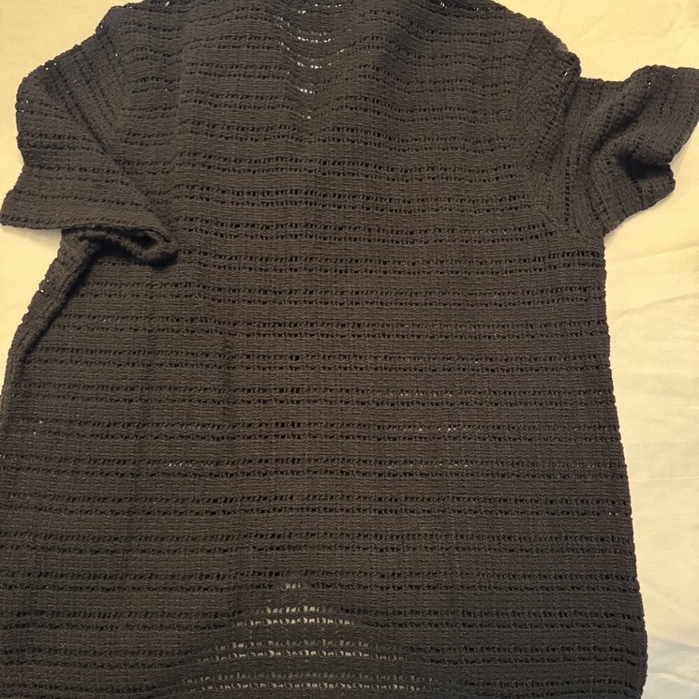 Todd Snyder Open Knit Guayabera Shirt Black Size Medium NWOT - Picture 3 of 5